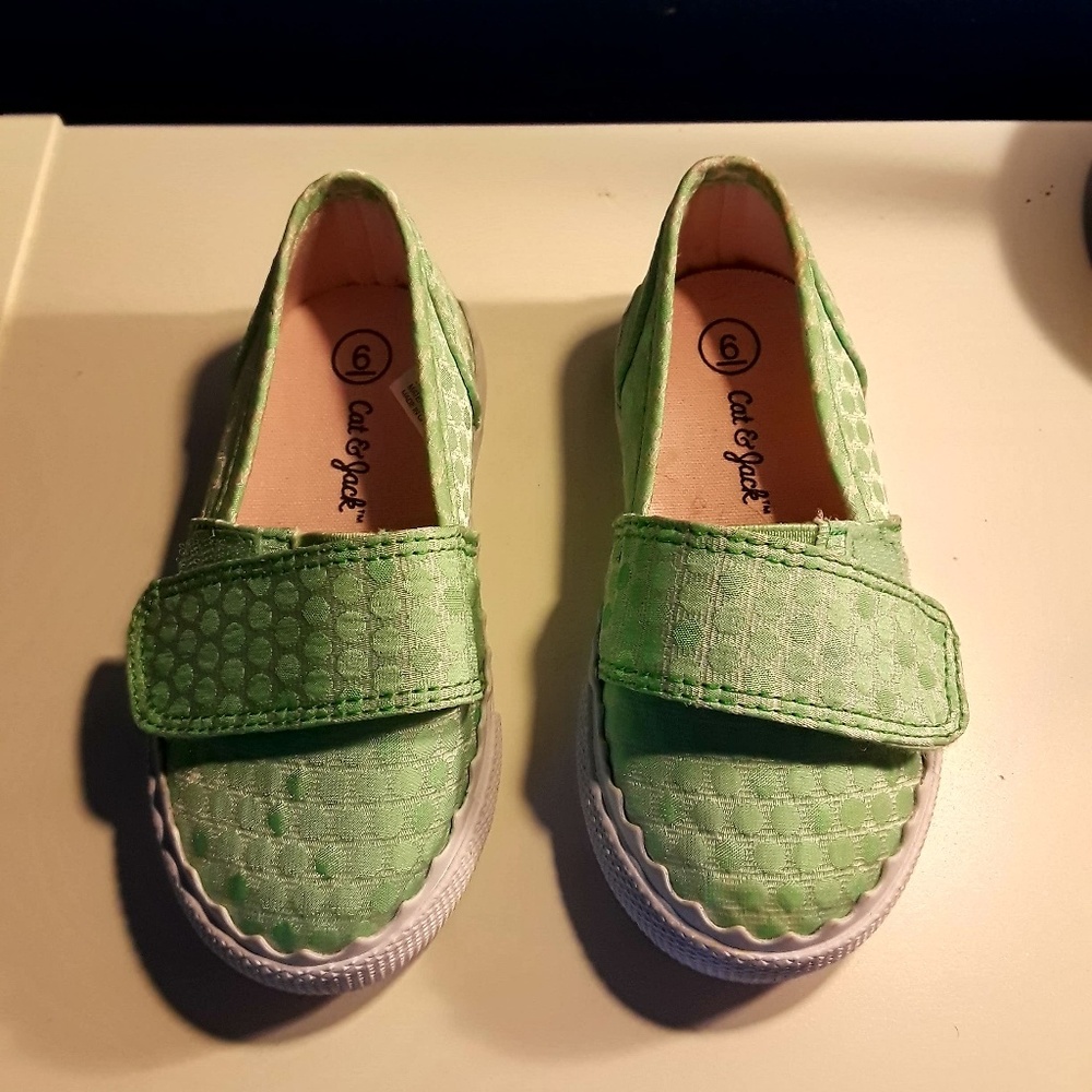Cat and Jack Green and White Slip on Shoes